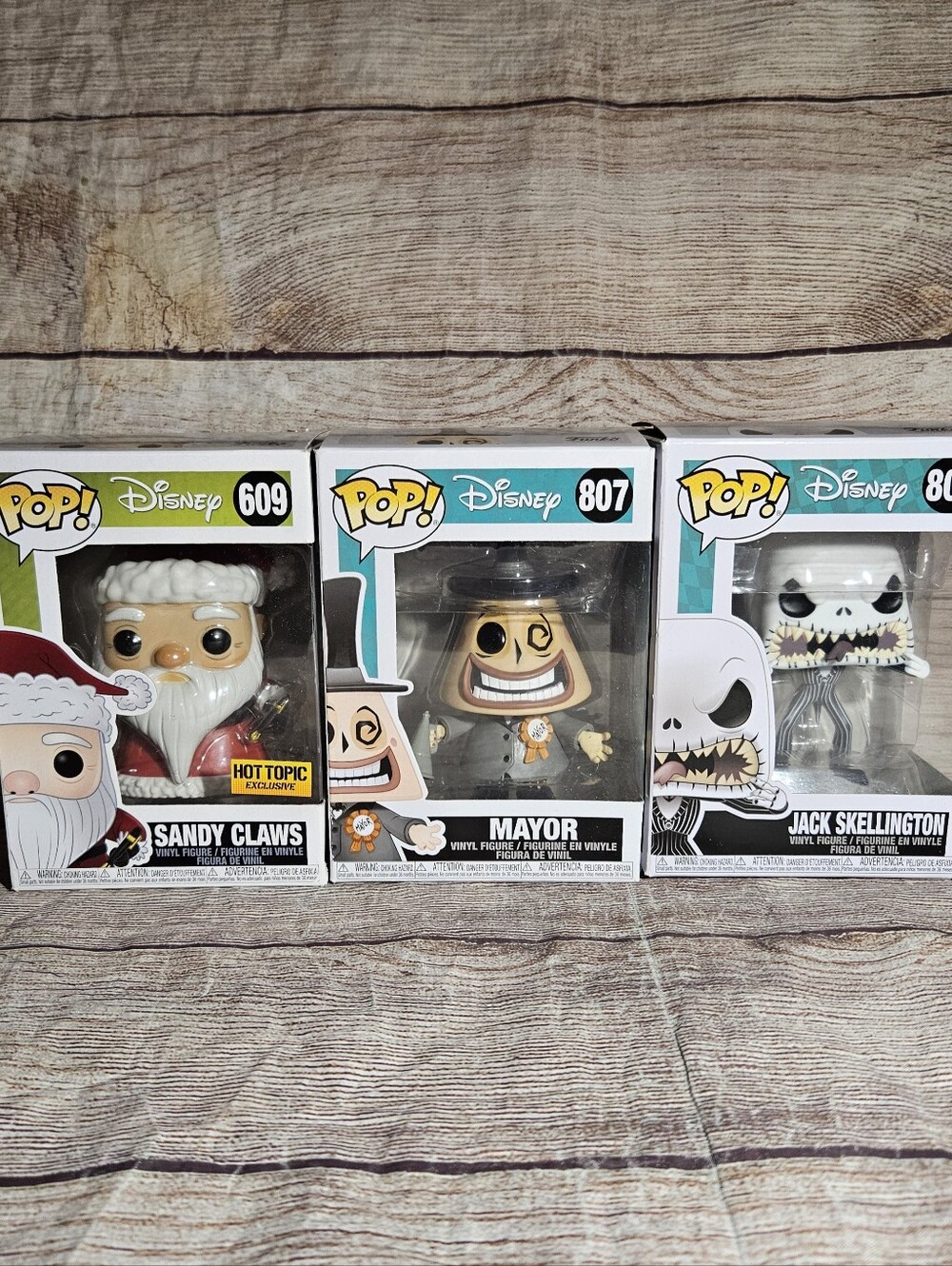Disney Nightmare Before Christmas jack, santa claws, mayor funko pops